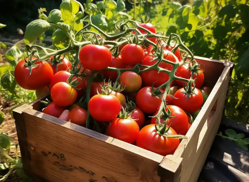 a box with tomatoes