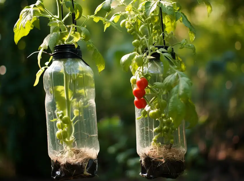 plastic bottles with tomato