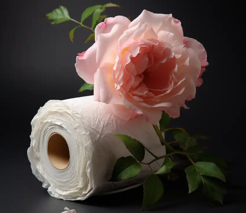 rose and toilet paper