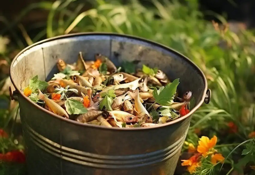 Techy Guru a metal bucket with fish scraps