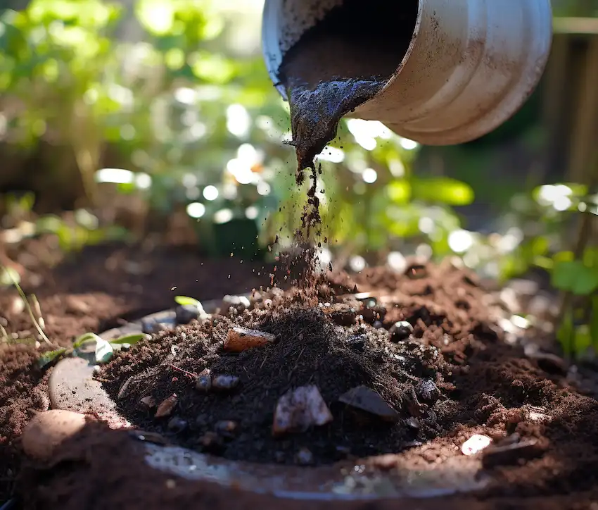 Techy Guru compost tea spread on the soil