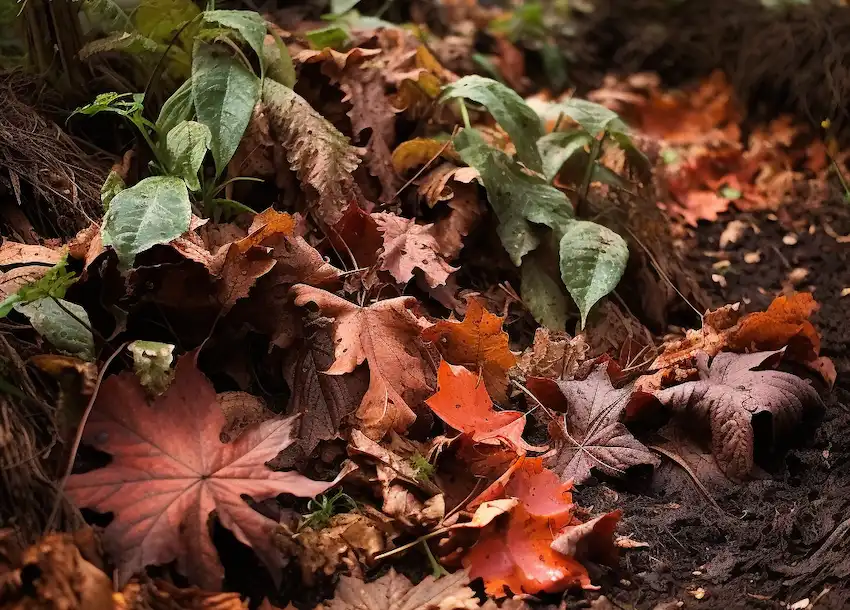 leaf mold in home garden