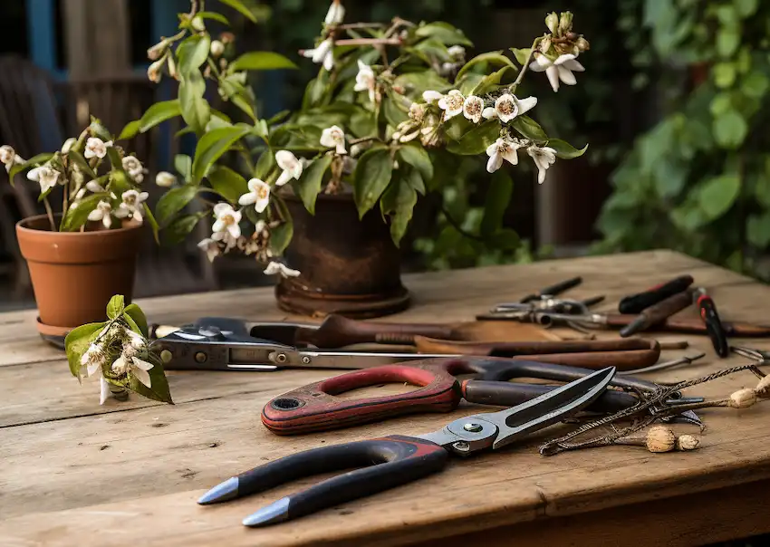 Techy Guru pruning shears on garden table