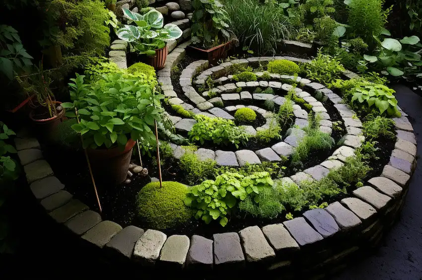 Techy Guru stone spiral herb garden