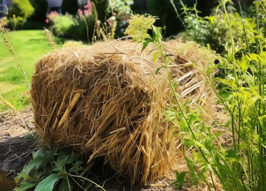 Techy Guru straw bale with plants