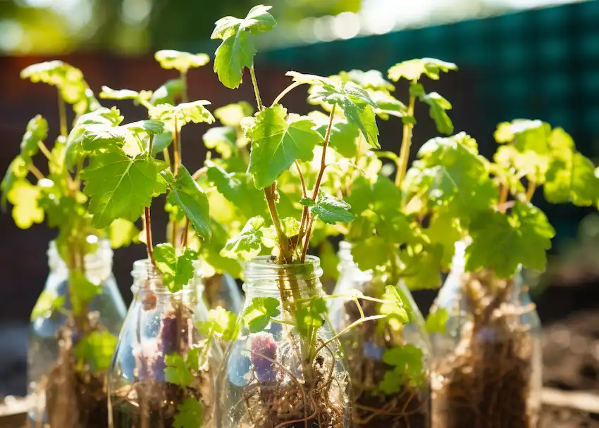 Techy Guru vine growing in bottles