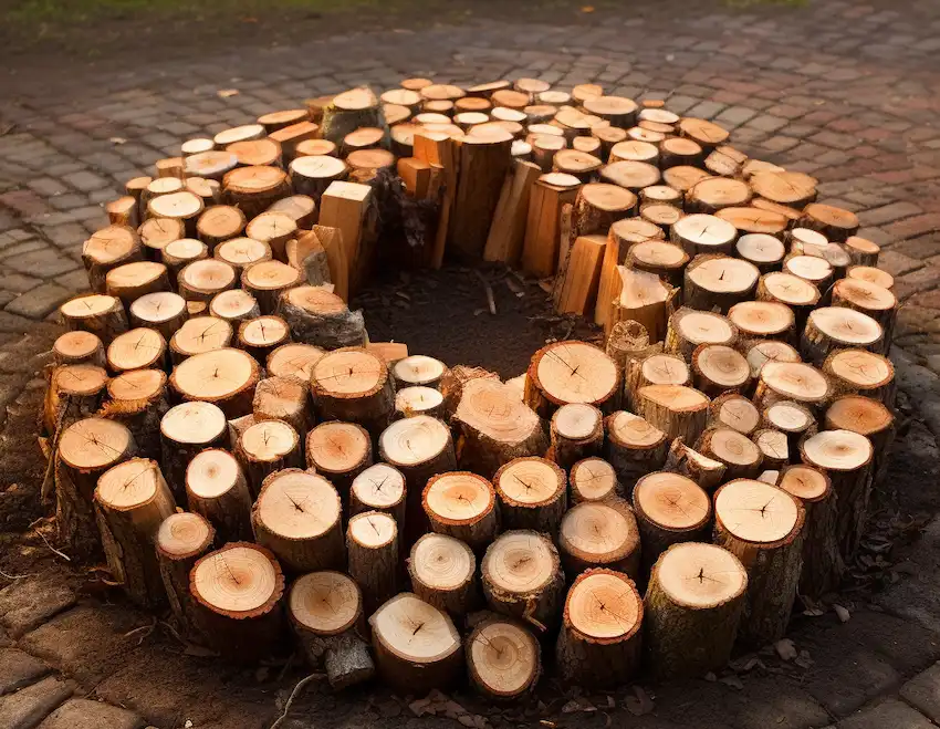 Techy Guru arrange firewood in a round shape