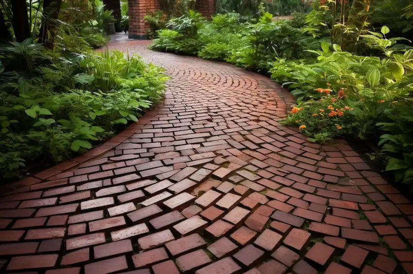 Techy Guru brick walkway in the garden