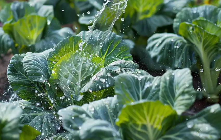 Techy Guru watering cabbage