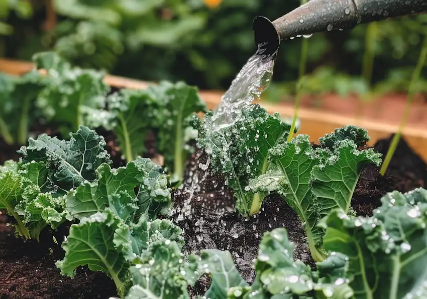 Techy Guru watering kale