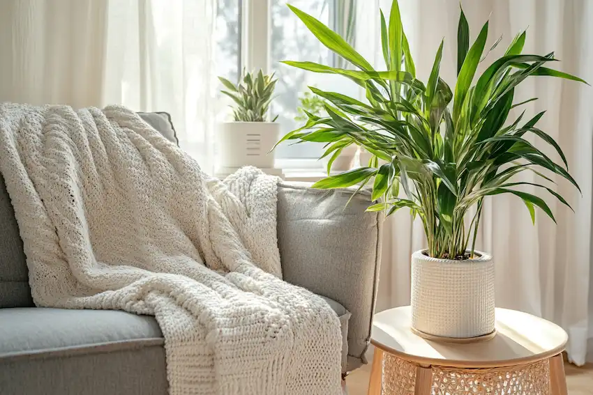 Techy Guru bamboo palm and snake plant