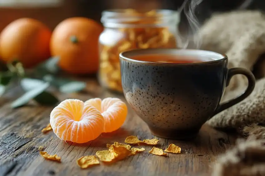 Techy Guru steaming mandarin peel tea
