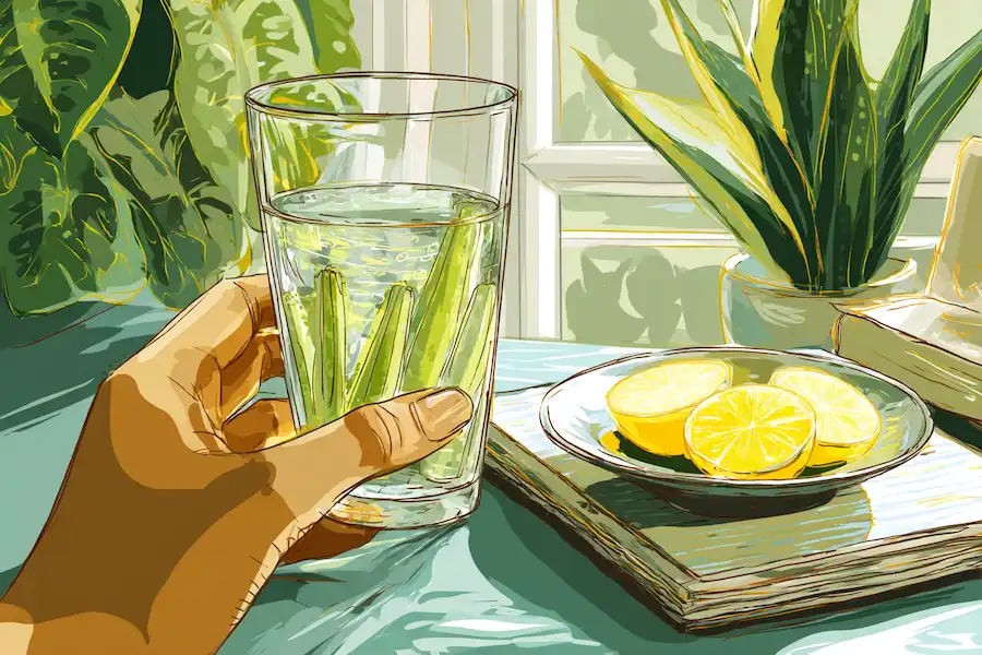 a glass of okra water