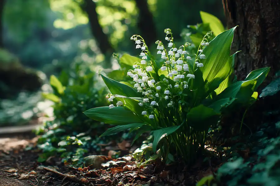 Techy Guru lily of the valley in woodland garden png